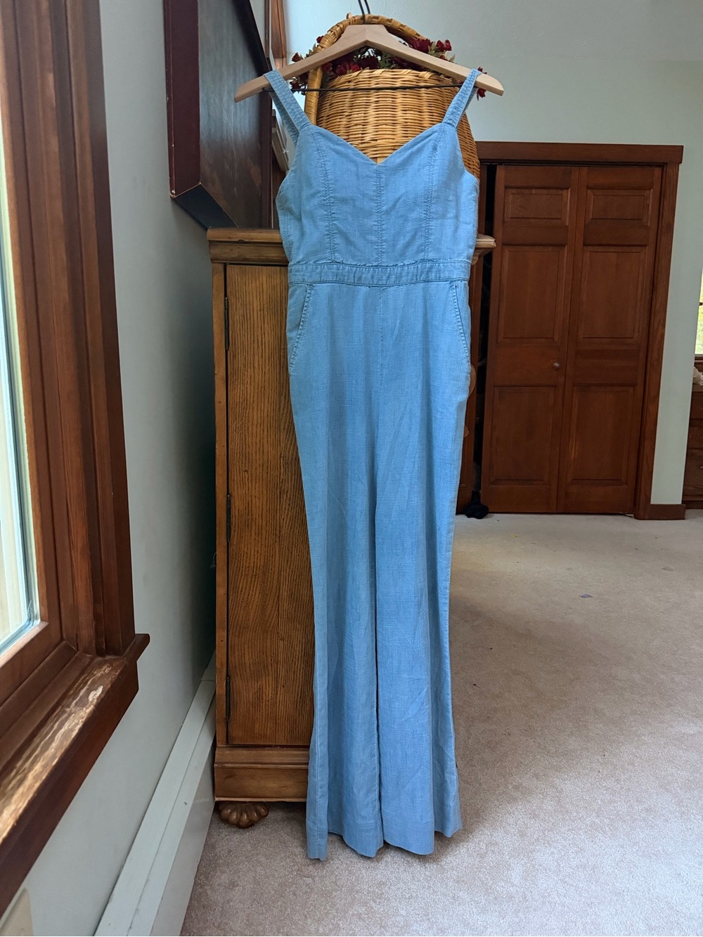 Alice + Olivia Light Blue Denim Wide-Leg Jumpsuit